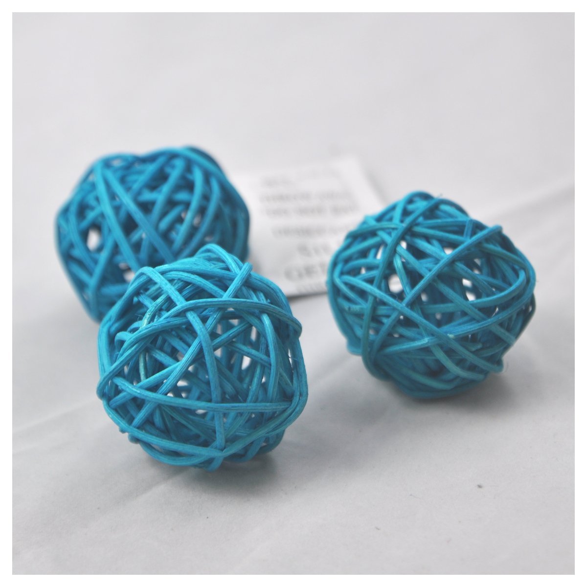 Set of 6 Wicker Rattan Balls Table Wedding Party Christmas Decoration (Diameter 3.2 Inch, Sky Blue)